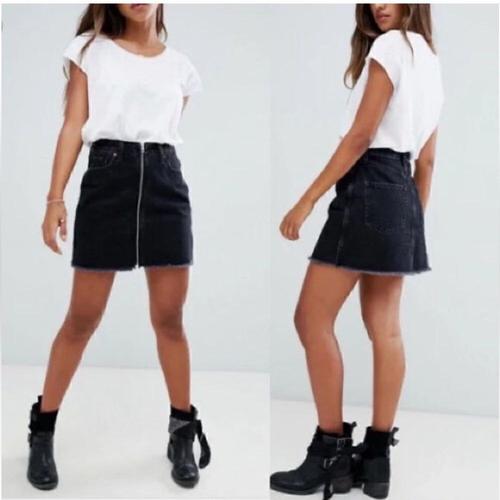 ABERCROMBIE Zoe Natural Rise Vintage A-Line Full Zip Skirt